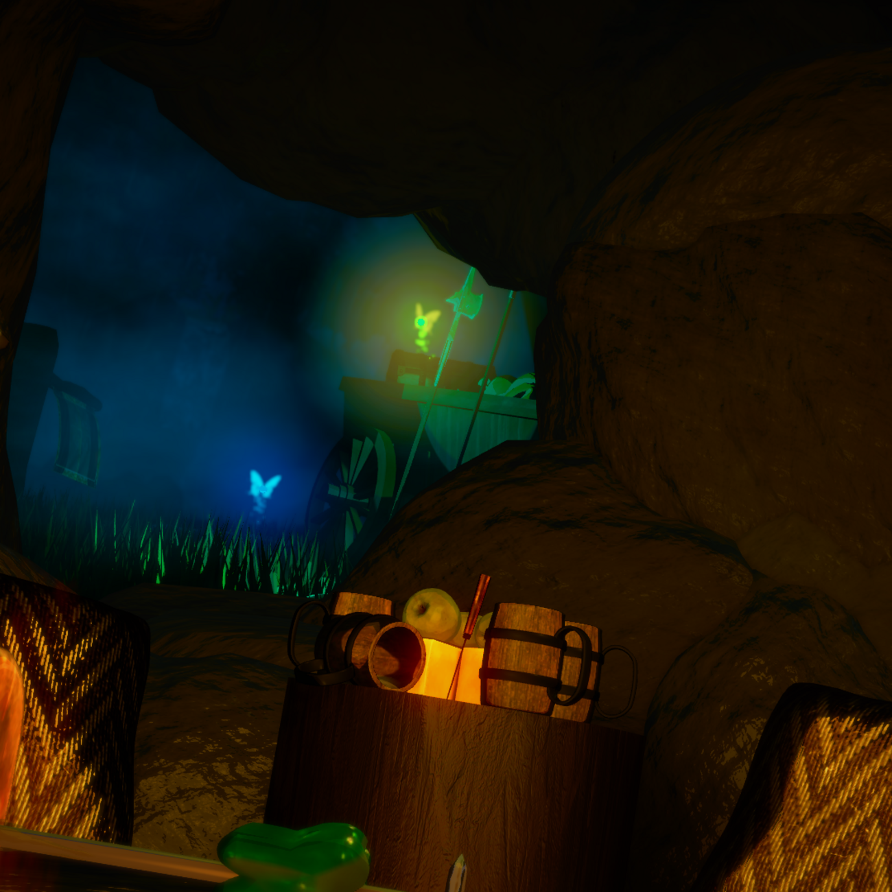 - 2024 - One of the rare times I actually retained something from the original scene that I worked from, although altered a bit in position and some rocks removed, as well as changed shaders, the rocks in this scene are from a guy called Mihtymet, which created the animation used in the scene (hidden here).
The dog's animation flow that can be seen in the video version of this scene I made myself entire.