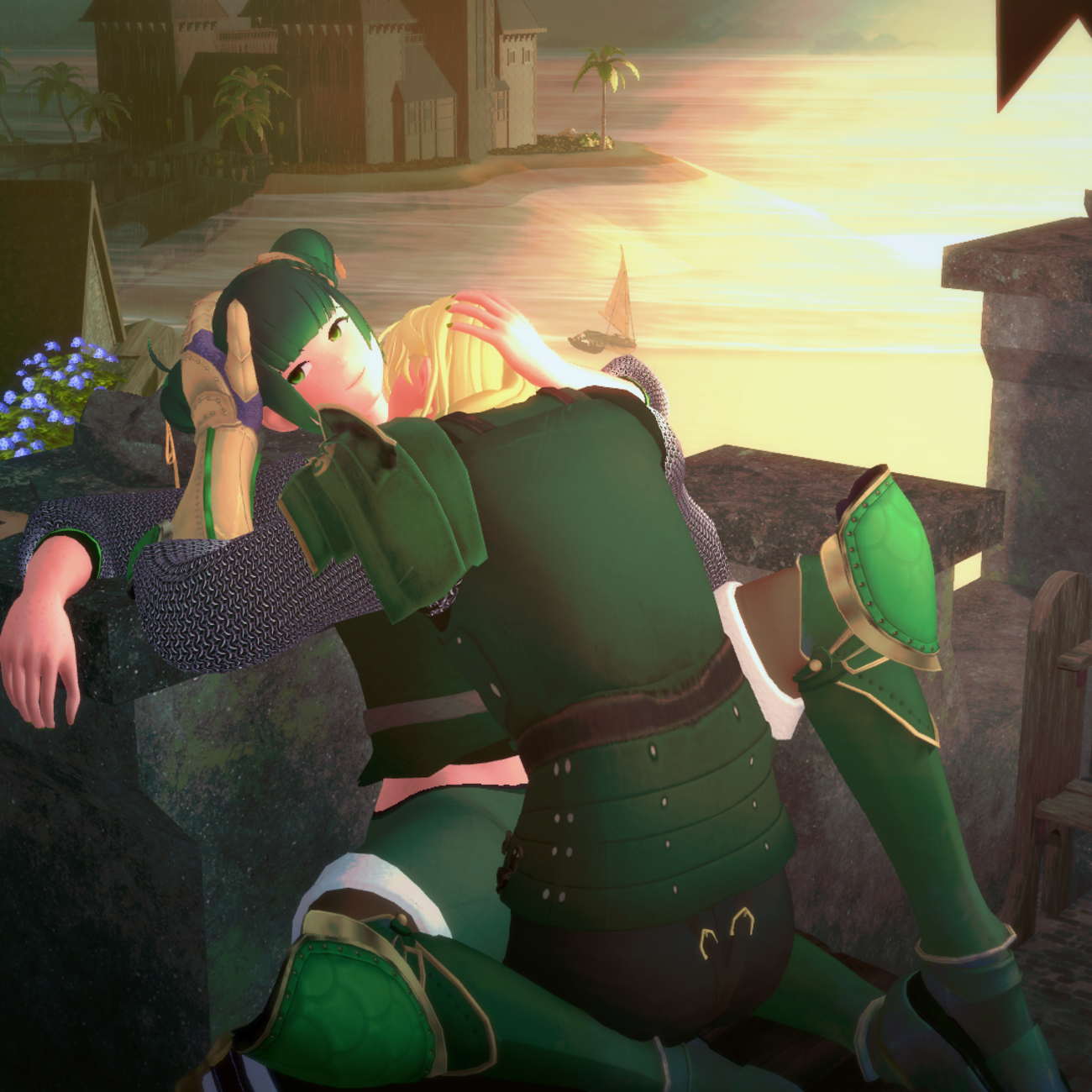 - 2024 - Wanted some sort of castle wall scene, and eventually settled on making the sky split like this to show the breaking of the rain