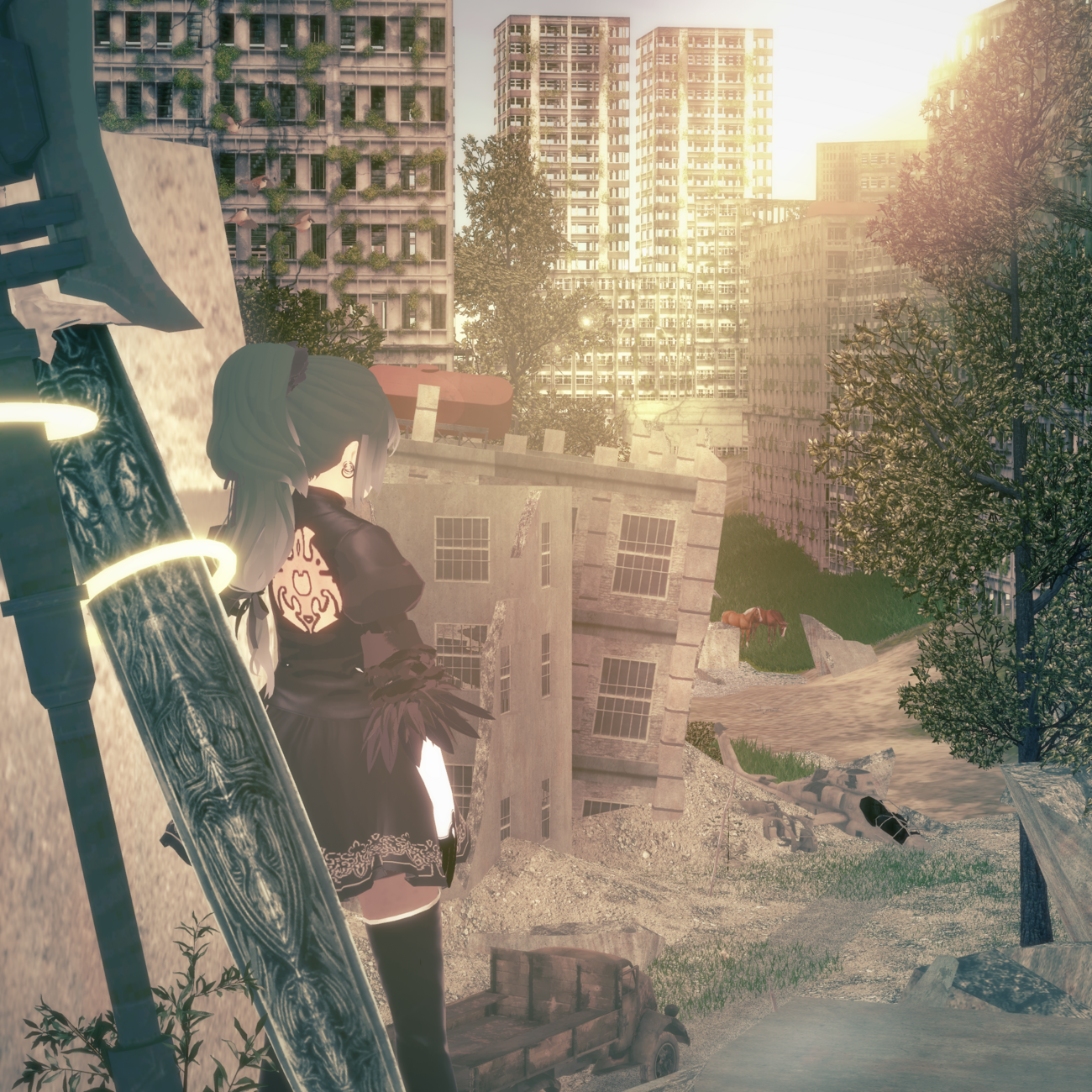 - 2021- The first NieR mockup I did. The rest of the mockups are using modified versions of the same scene.