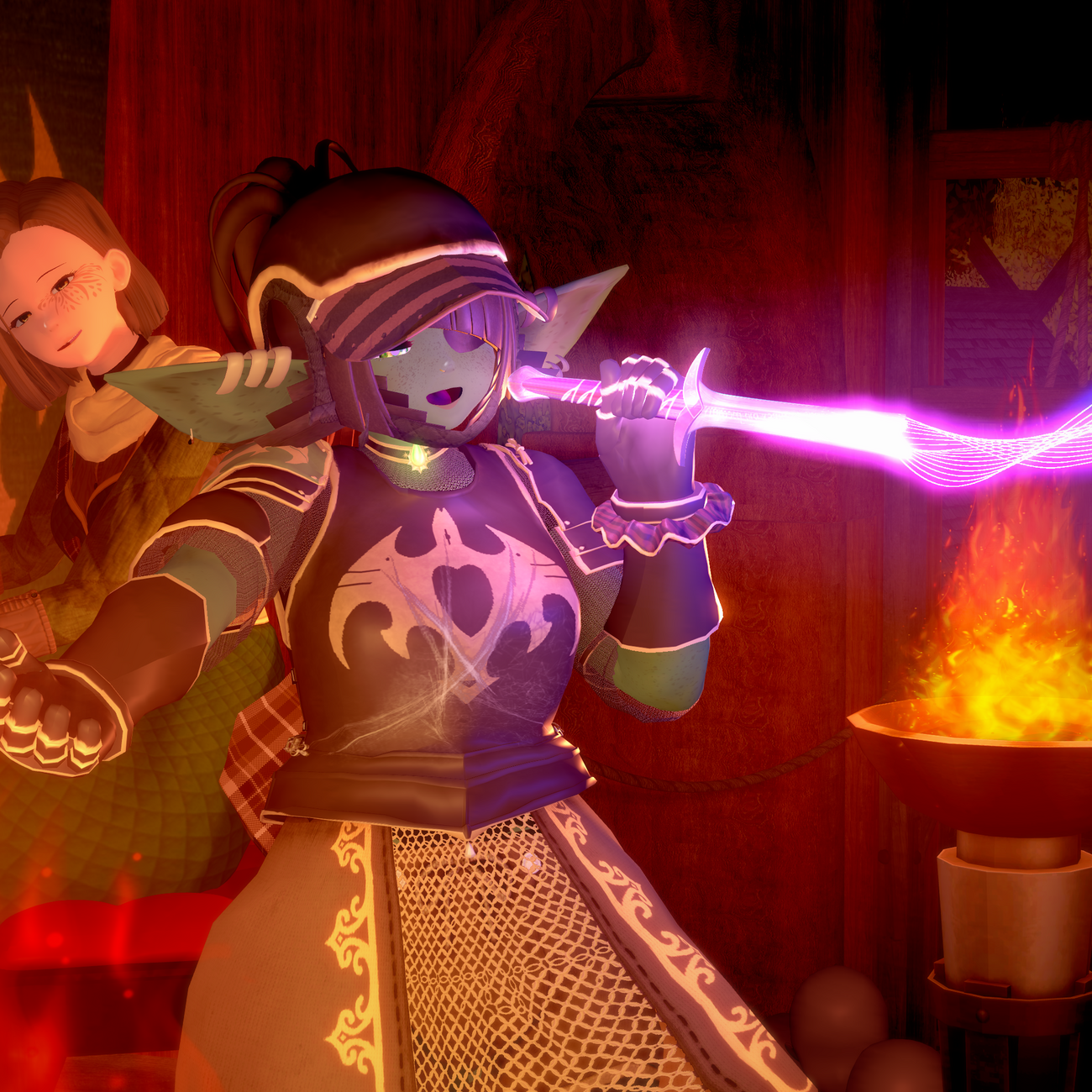 - 2025 - A quick make, was made only to showcase Bizmi's new outfit. So the background is kinda whatever.
She's using a broken Sting as a microphone.